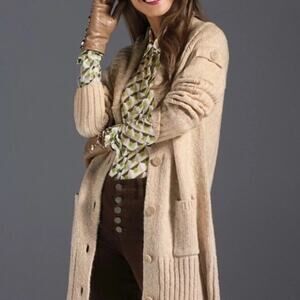 CAbi Steady Button‎ Down Cardigan in Wheat (XS)